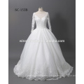 Лучшие продажи цены последние конструкции платья,белые кружева V-обратно 2017 свадебное платье